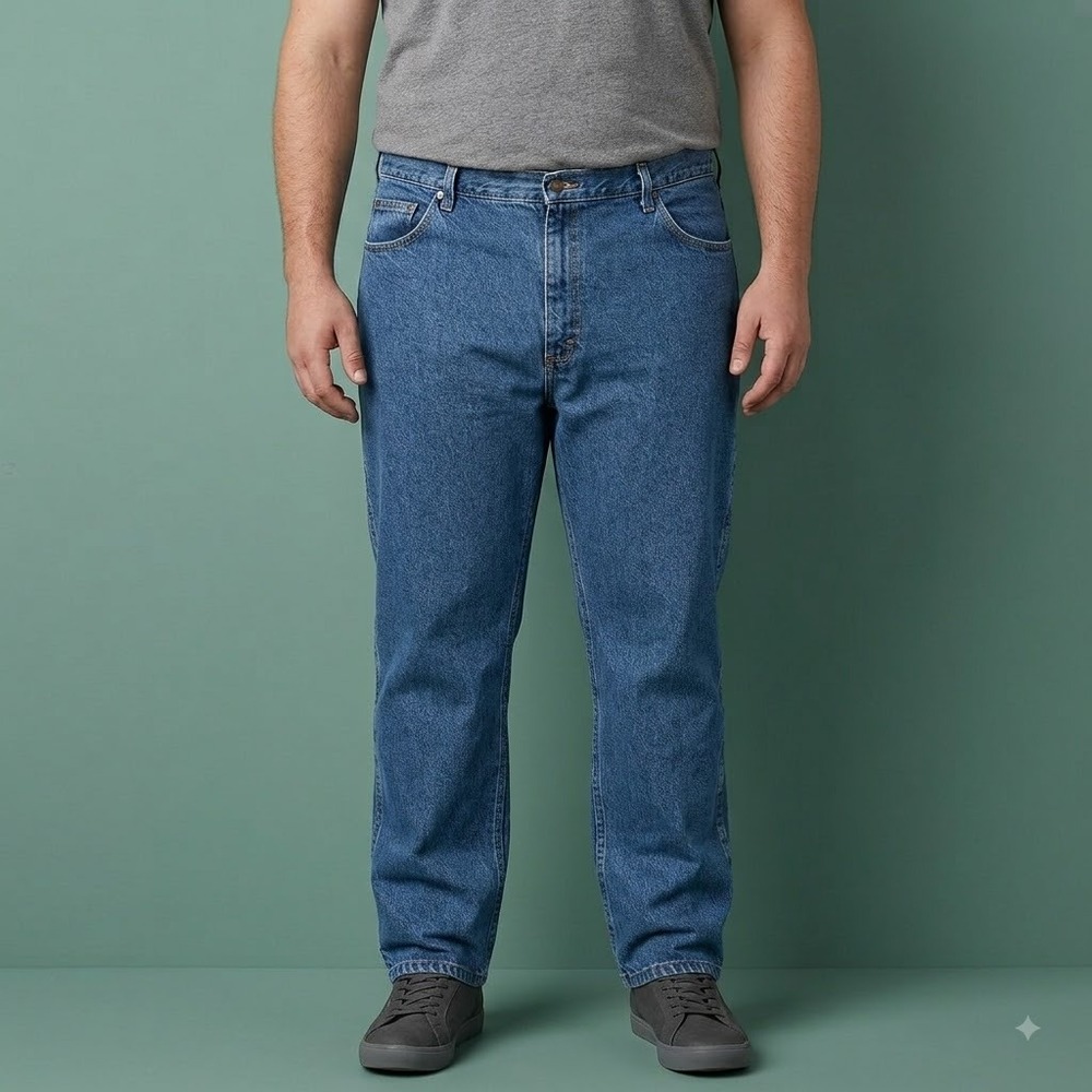 Rustler Jeans Men's 42x29 Blue Denim Straight‎ Leg 100% Cotton